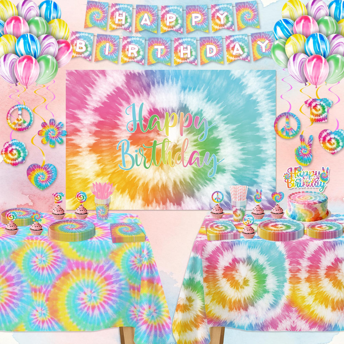 HOAKWA tie-dye backdrop offers a colorful photo backdrop option.