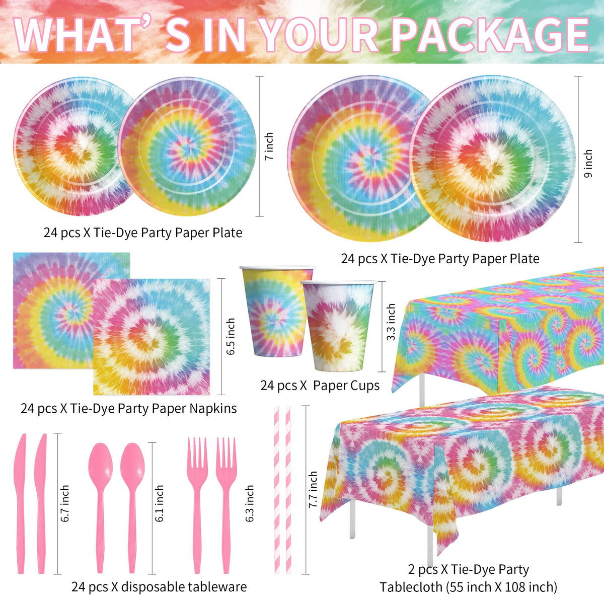 HOAKWA tie-dye cups brighten the drink table and simplify cleanup.