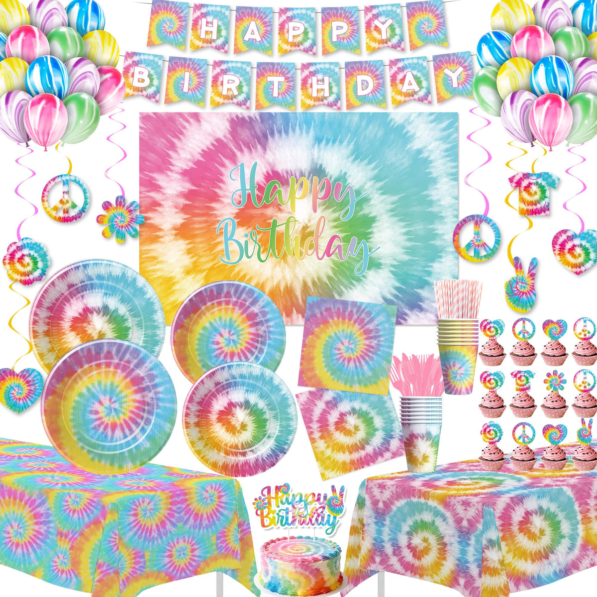 HOAKWA tie-dye plates collection adds vibrant color to birthday meals.