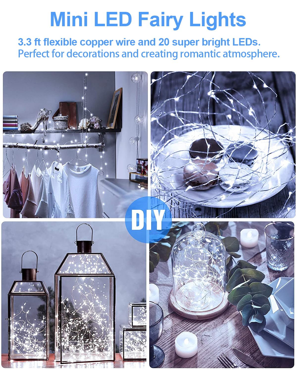 HOBAYS fairy lights displayed in a mason jar centerpiece.