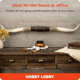 Hobby Lobby Longhorn wall decor 40-inch width makes a bold room statement.