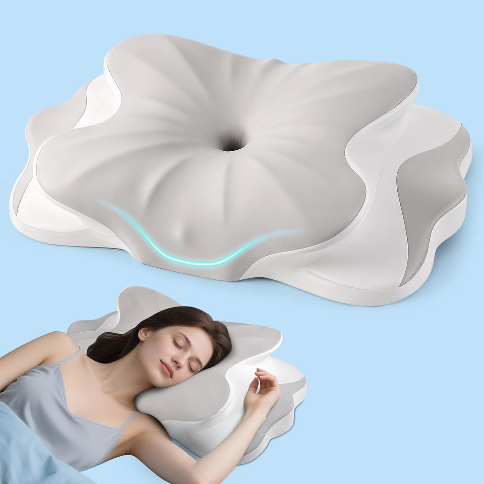 HOBEST cervical neck pillow contour supports head and neck with butterfly shape.