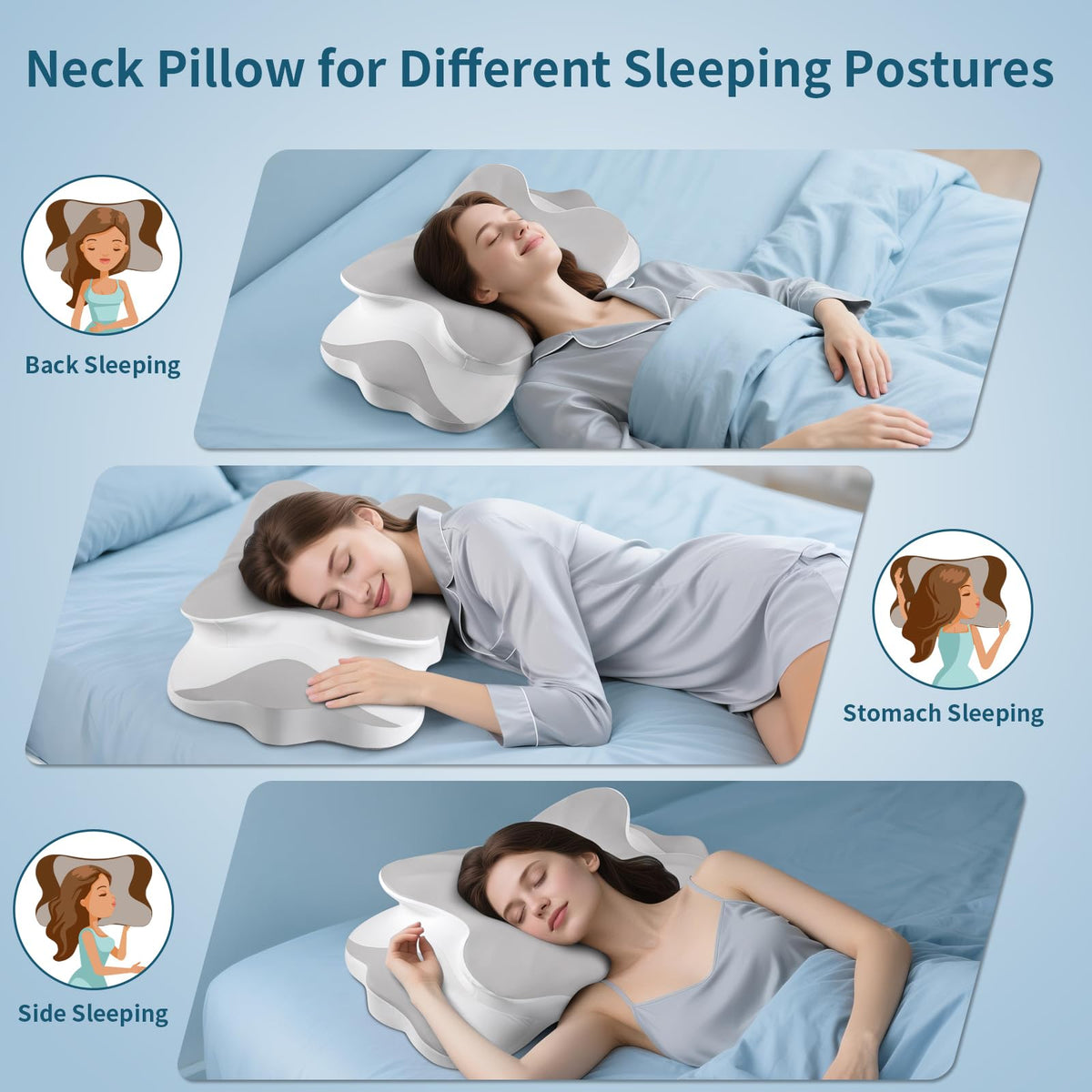 HOBEST removable cover on cervical neck pillow simplifies cleaning.