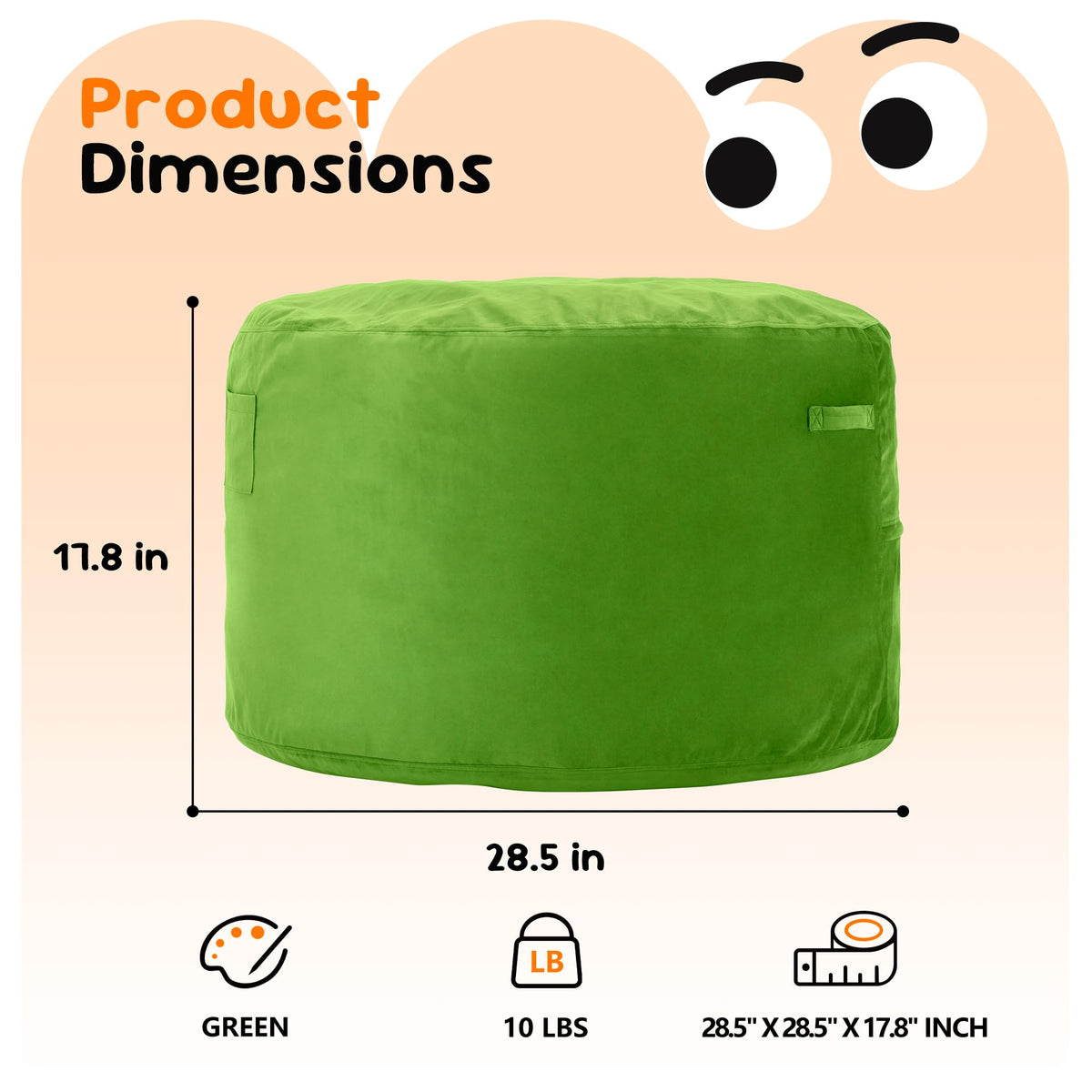 Hobestluk 2.5ft bean bag chair front view for cozy playtime