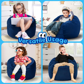 Hobestluk 2.5ft bean bag chair expands quickly for instant seating.