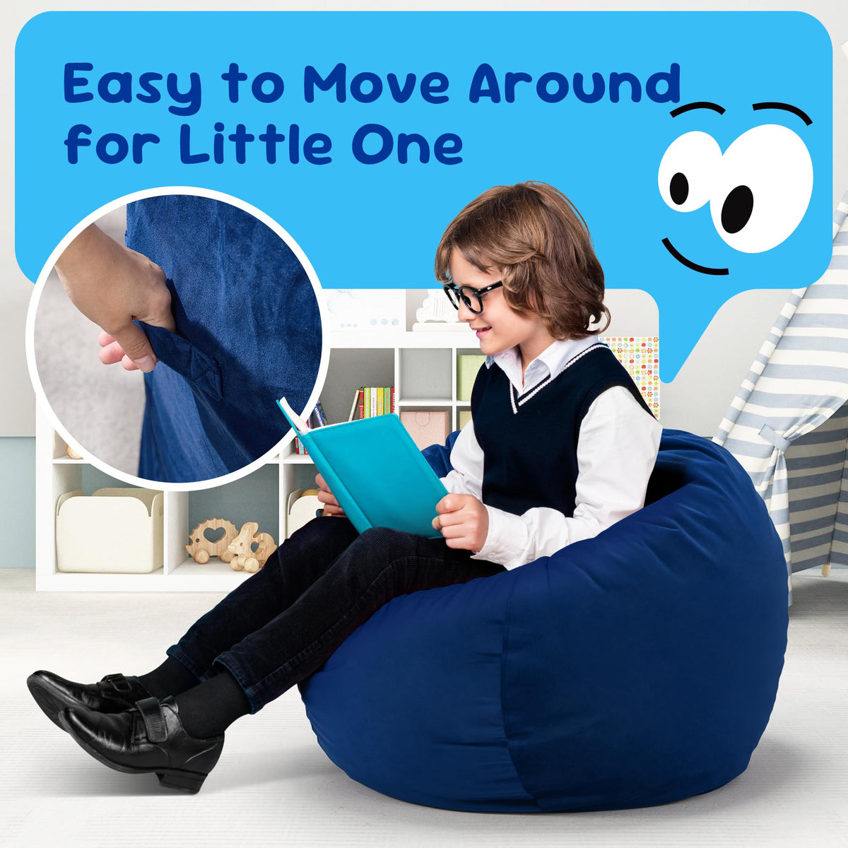 Hobestluk bean bag chair with carry handle for effortless movement.