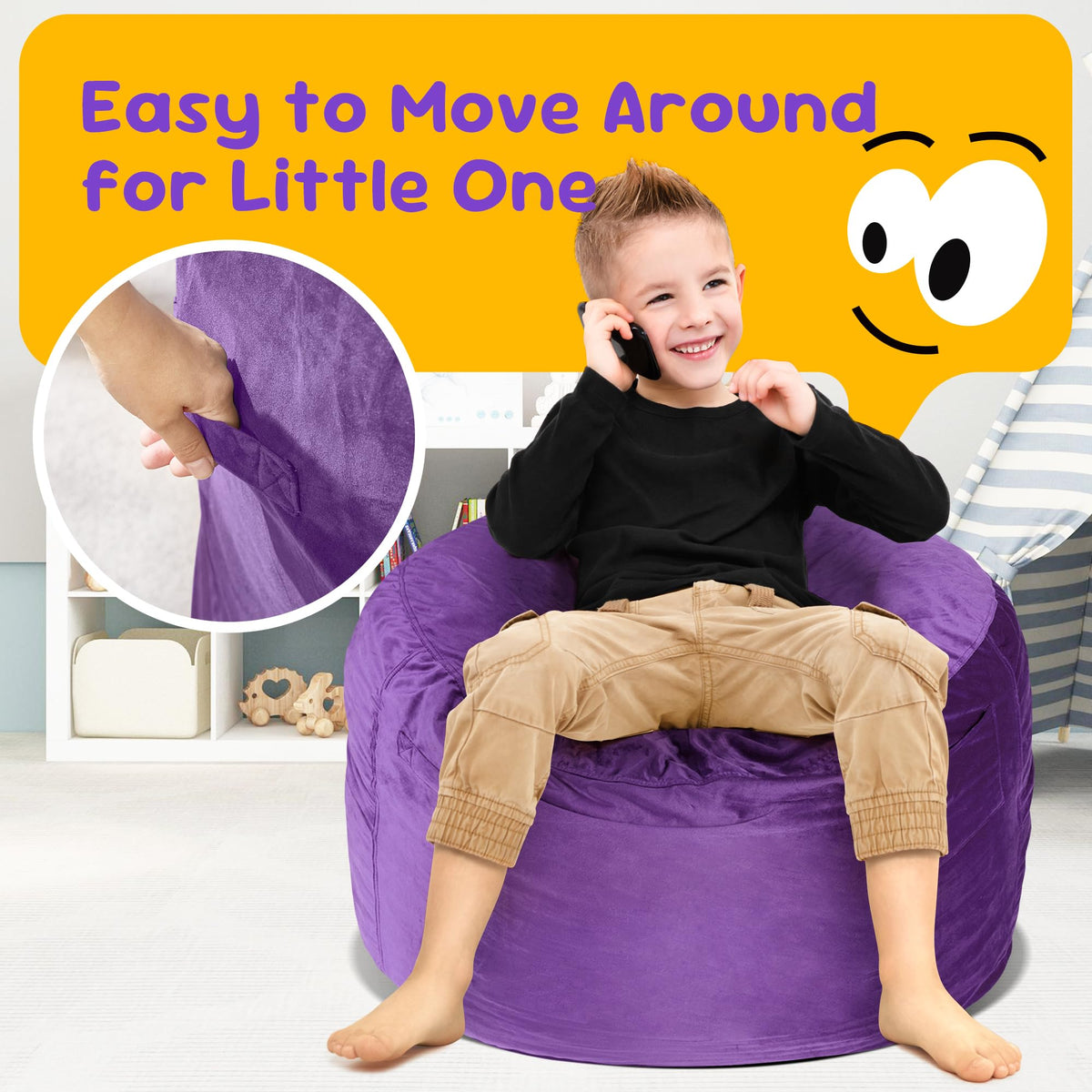 Hobestluk bean bag chair carrying handle for easy relocation