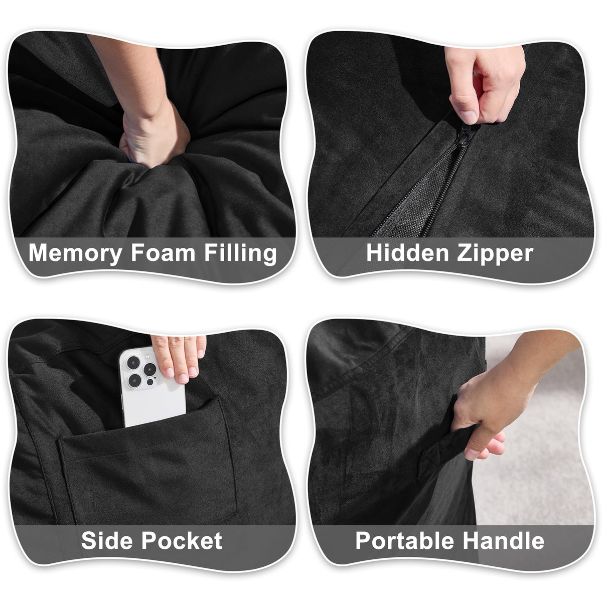 Hobestluk 3ft bean bag chair soft velvet look complements bedrooms.