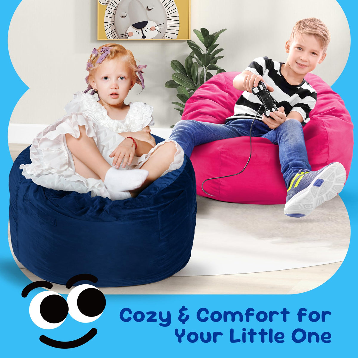 Hobestluk bean bag chair in living room creates a cozy corner.