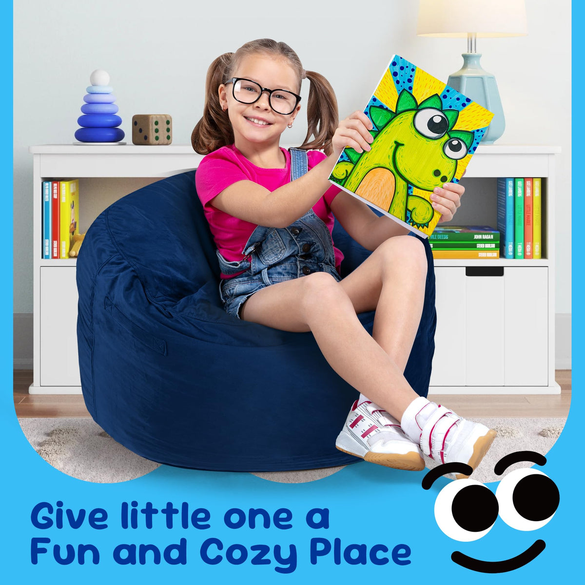 Hobestluk memory foam bean bag chair with durable, kid-friendly fabric.
