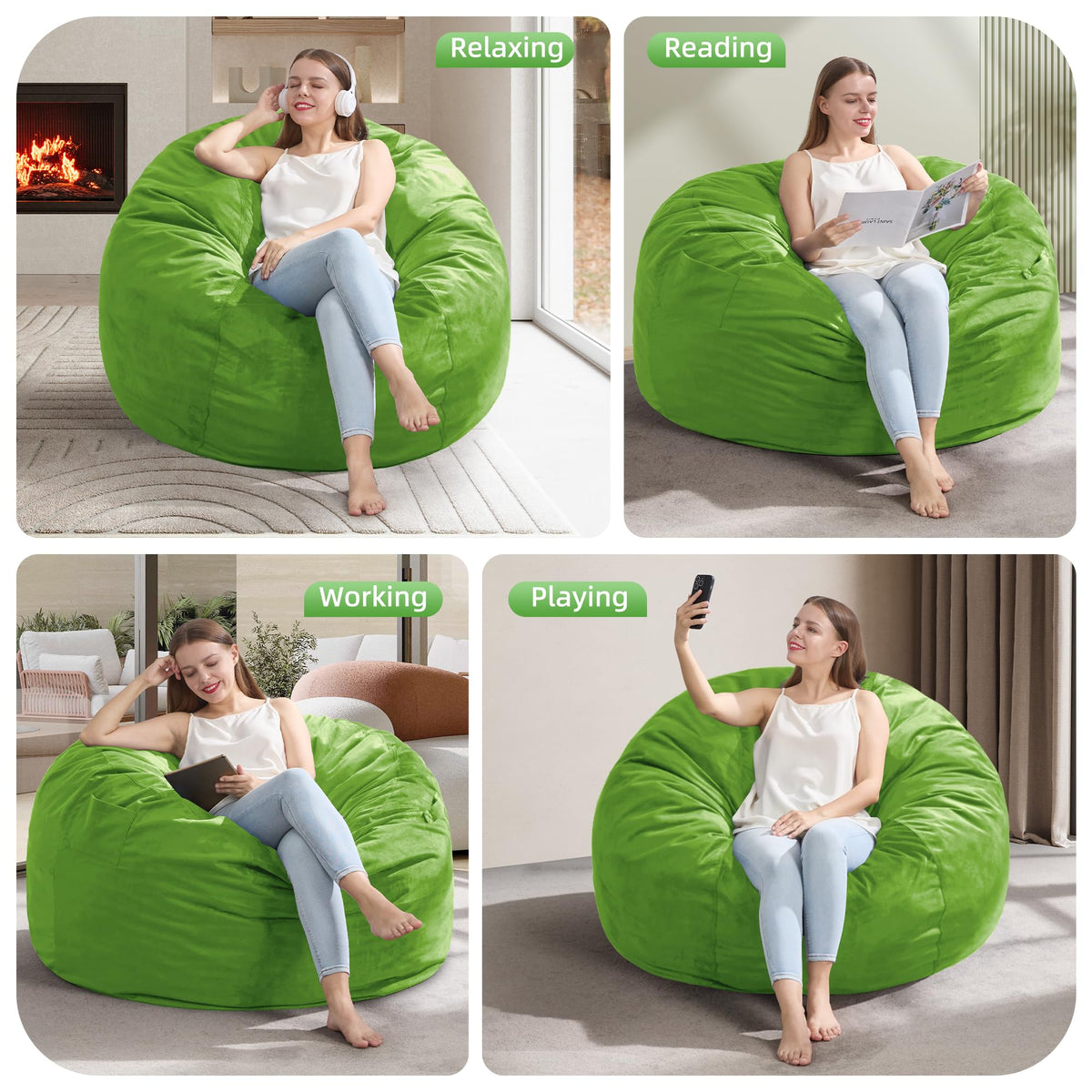 Hobestluk bean bag chair with handle for easy moving