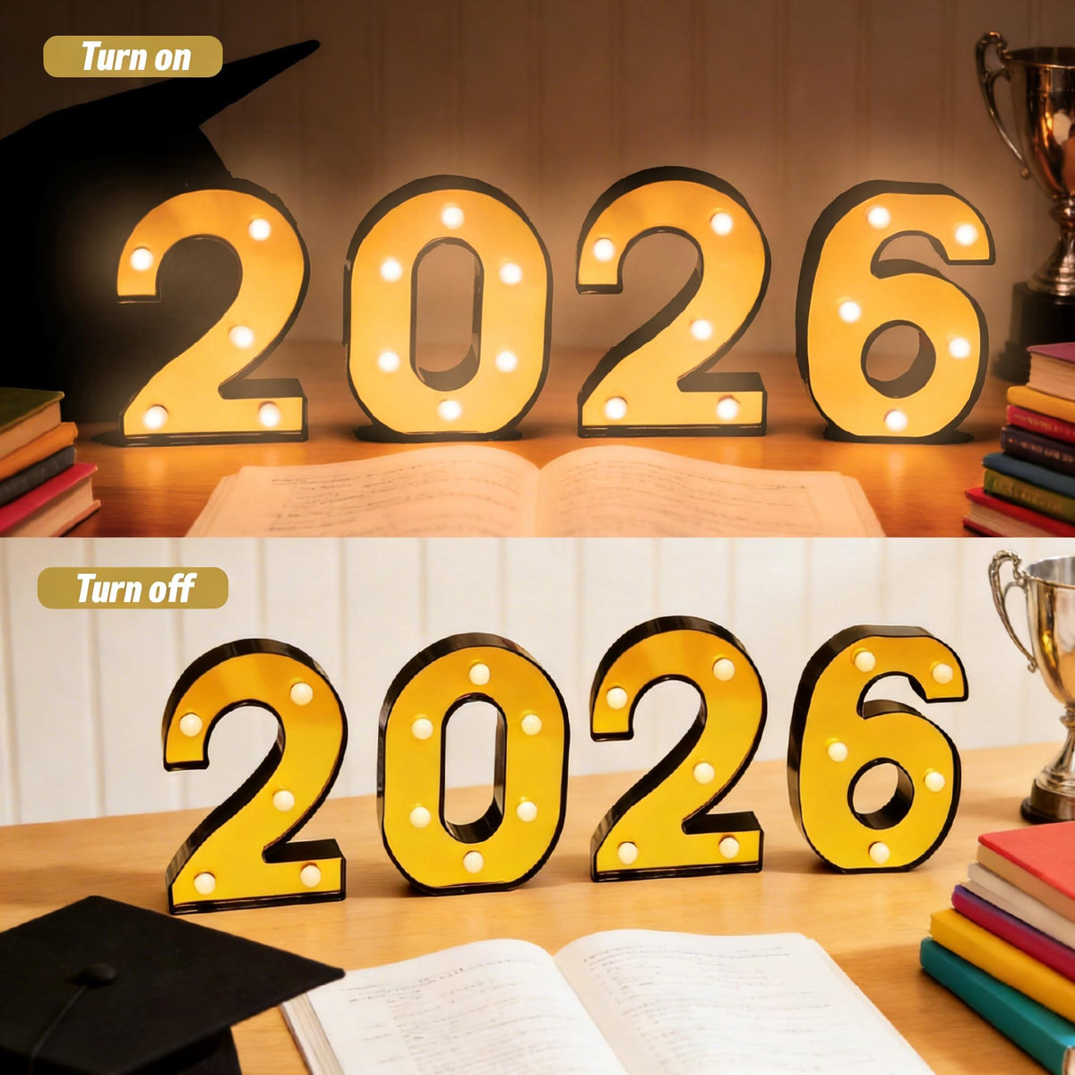 Hobrad 2026 light-up letters photo booth backdrop adds warmth.