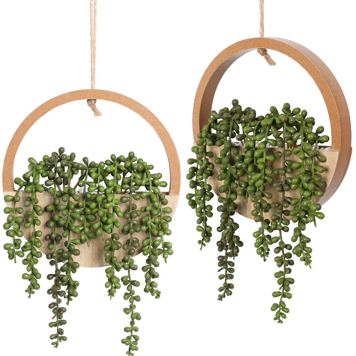 Hobyhoon string of pearls hanging plant decor for walls, maintenance-free elegance