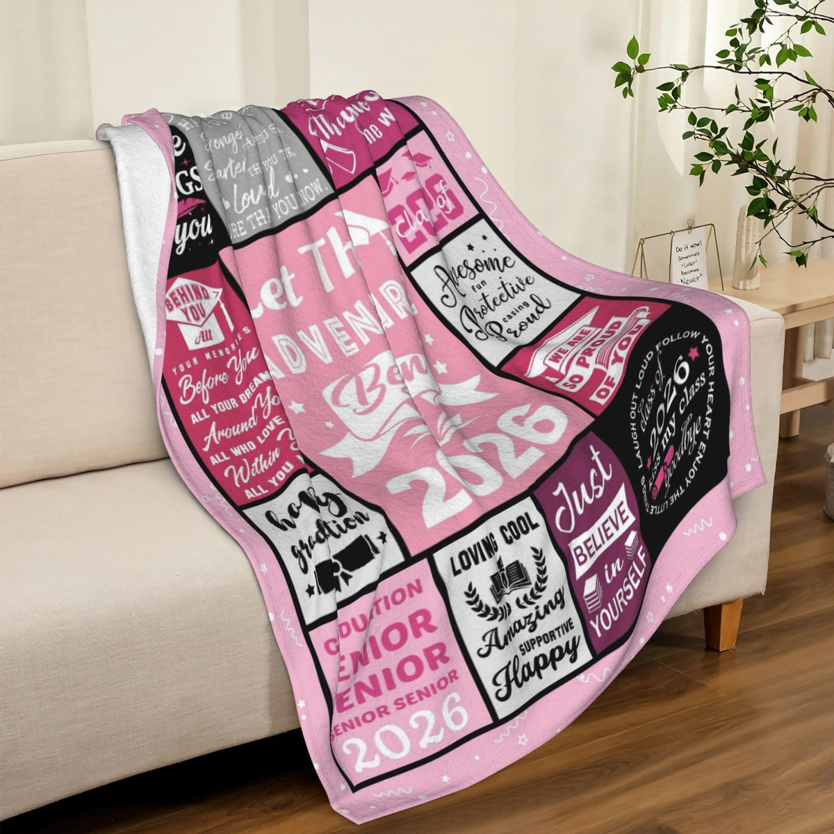 Hocgiwd graduation blanket design, soft texture for cozy evenings at home.
