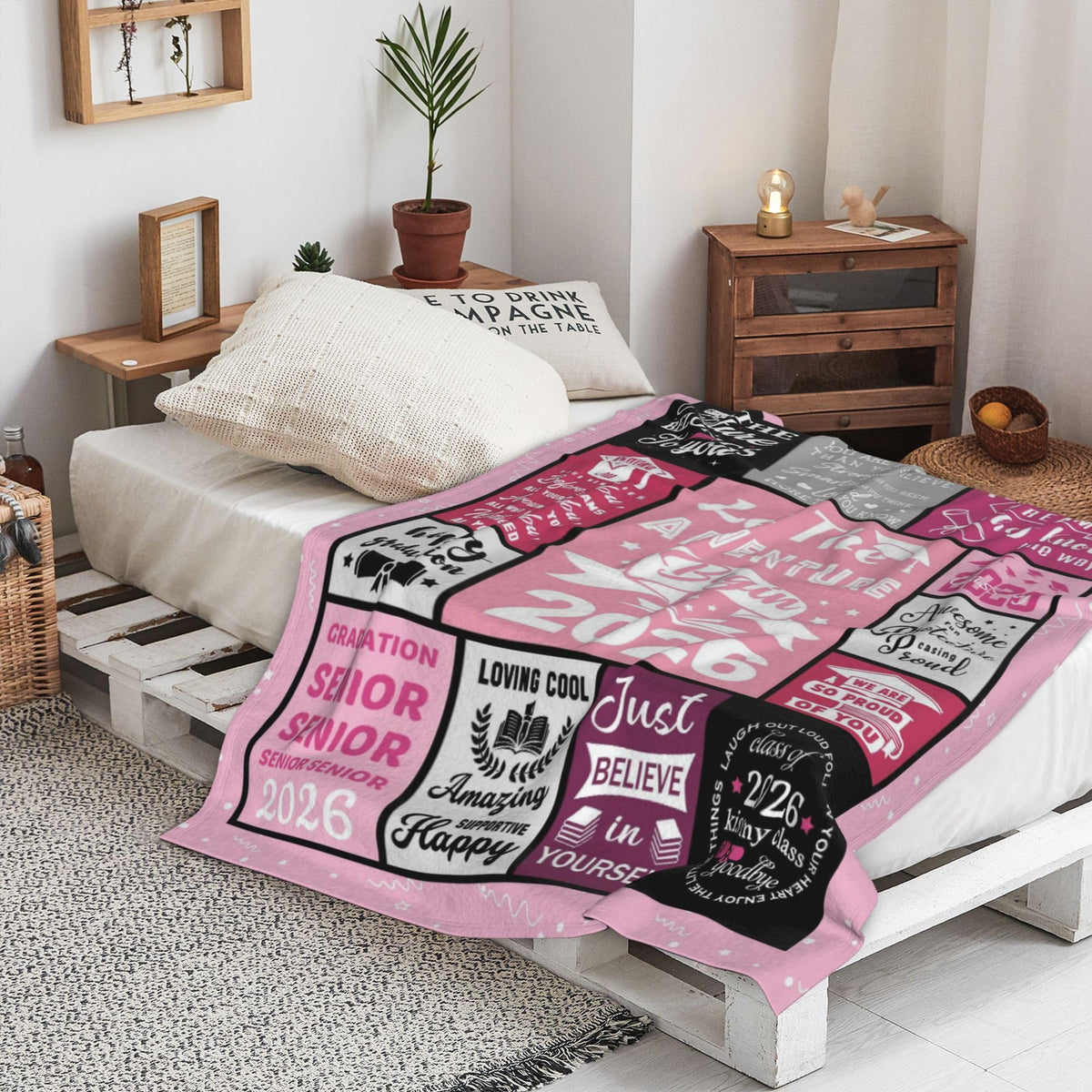 Hocgiwd graduation blanket design full view, perfect gift for graduates.