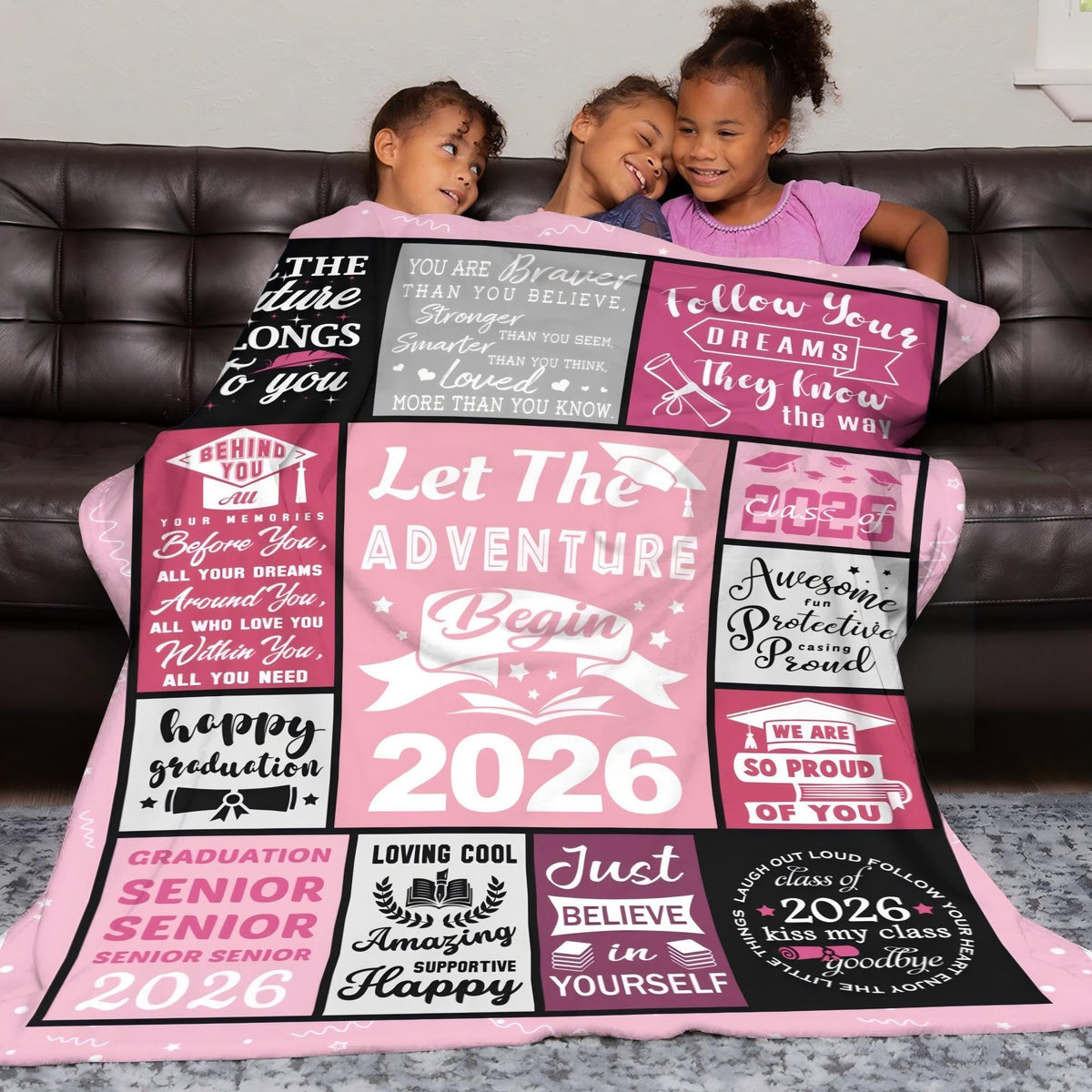 Hocgiwd graduation blanket design detail, long-lasting color through heat dye sublimation.