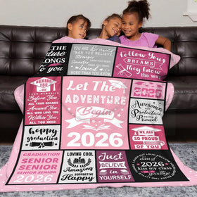 Hocgiwd graduation blanket design detail, long-lasting color through heat dye sublimation.