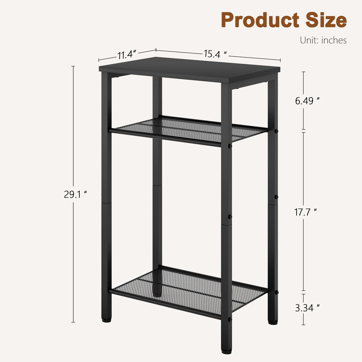 Hoctieon 3-tier end table complements living room styling.