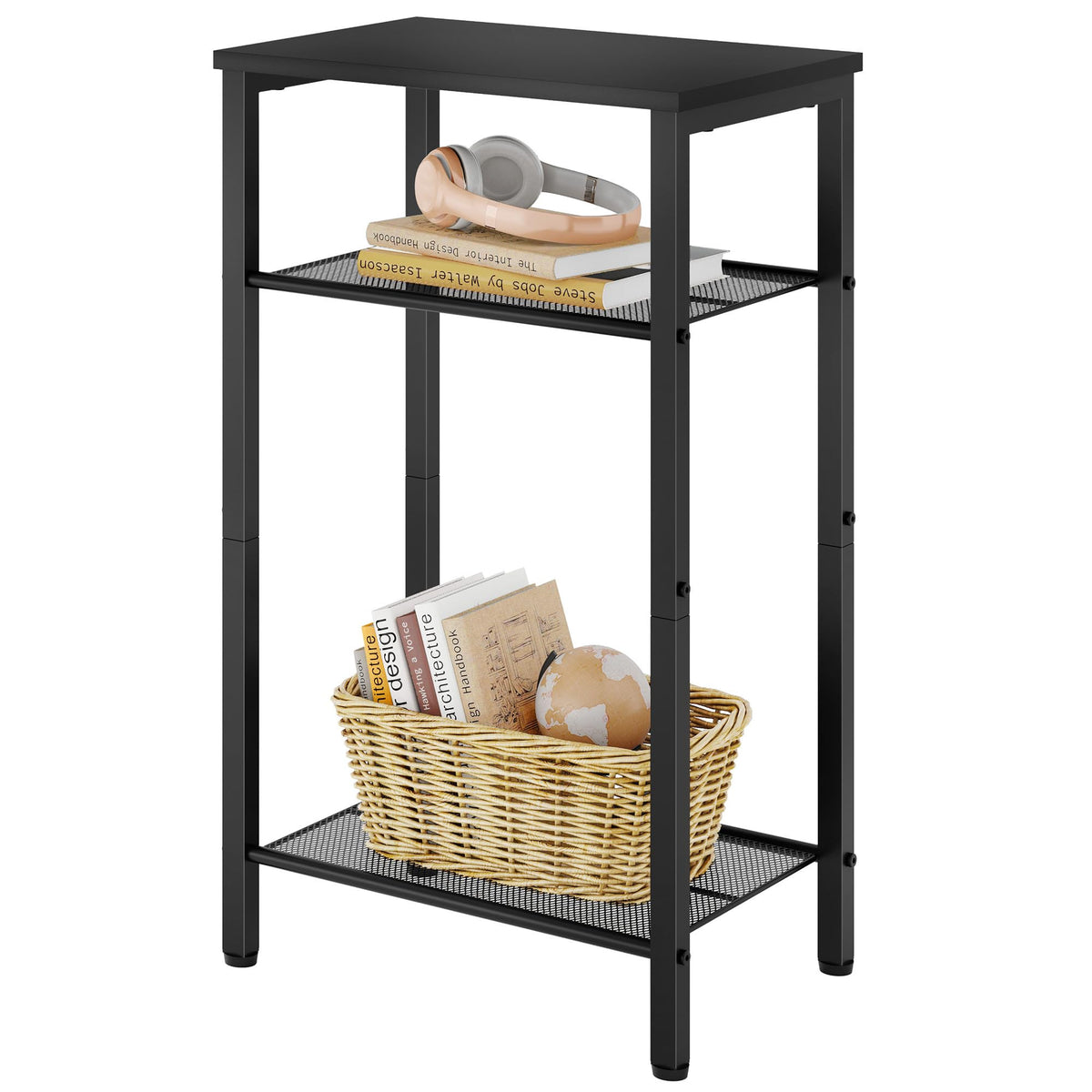 Hoctieon 3-tier end table top display for decorative lamps and plants.