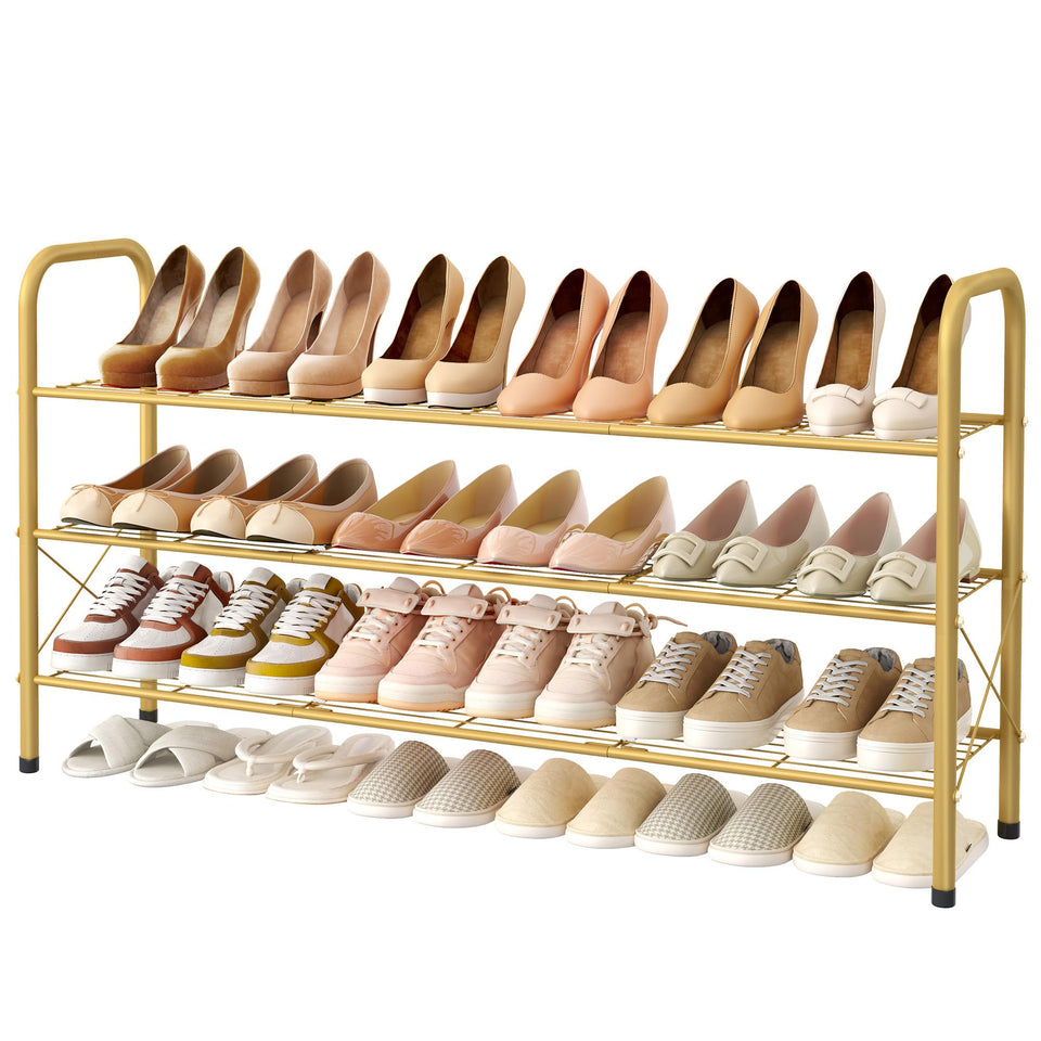 Hoctieon 3-Tier Mesh Shoe Rack front view for organized entryway storage.