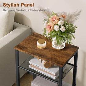 Hoctieon end table with metal frame providing sturdy daily-use support.