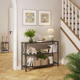 Hoctieon industrial console table entryway use emphasizes convenient access to daily items