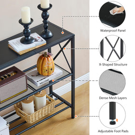 Hoctieon industrial console table foyer setup highlights space-saving organization