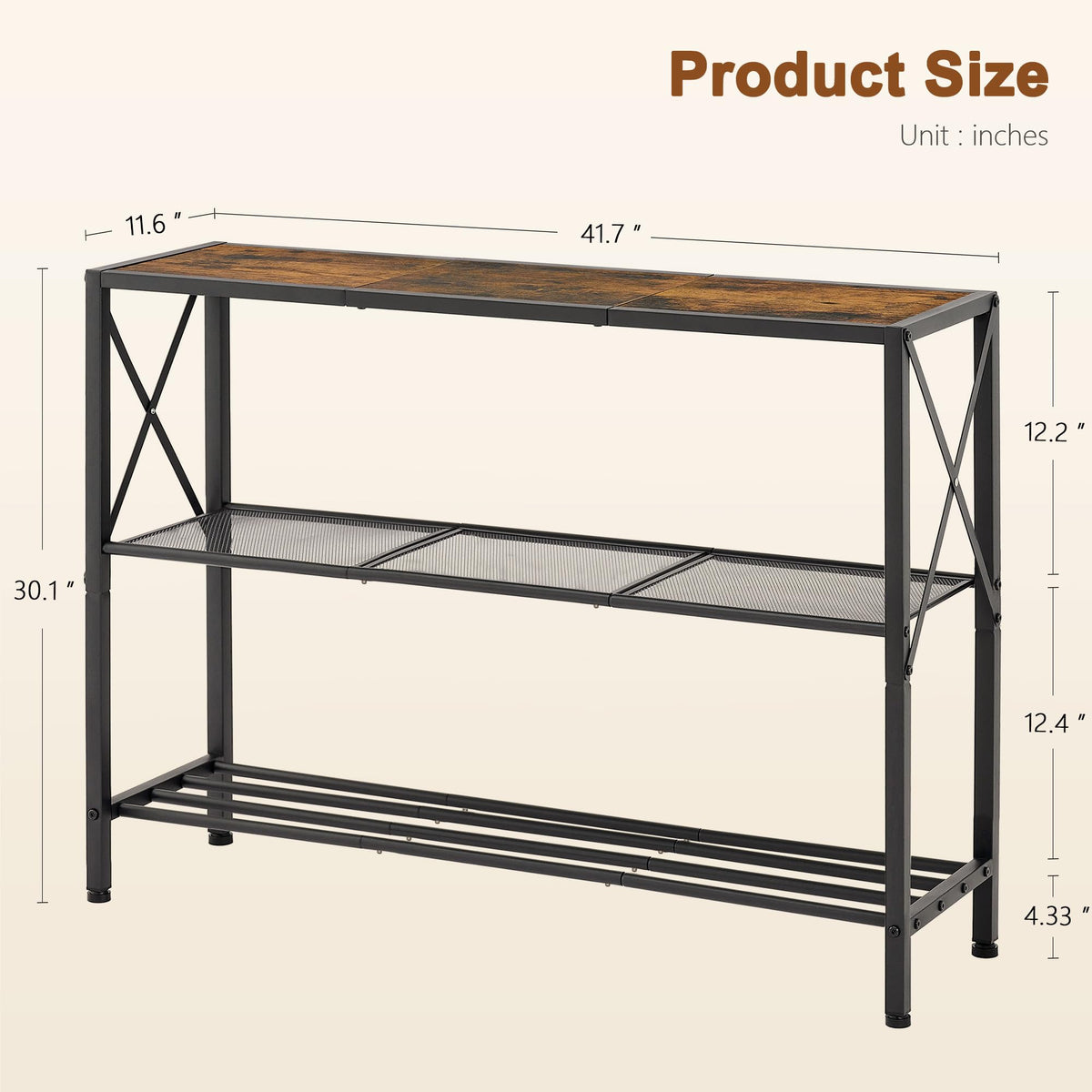 Hoctieon wood top with rustic brown and black finish