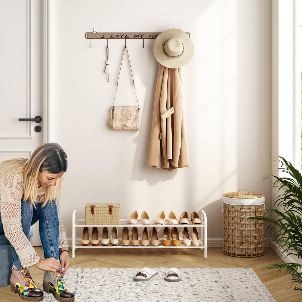 Hoctieon Living Room Shoe Rack blends modern design with practical storage
