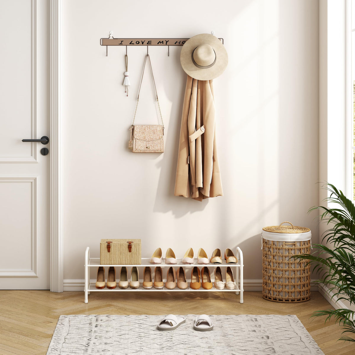 Hoctieon Mesh-Style Shoe Rack with breathable panels for quick-dry footwear