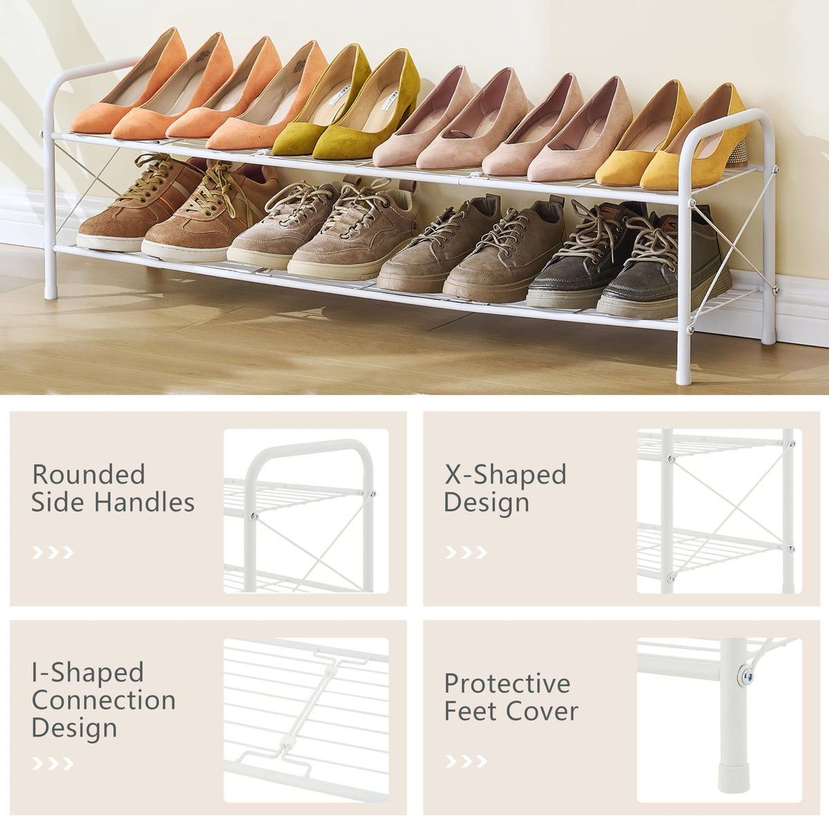 Hoctieon Metal-Frame Shoe Rack offers robust, durable support for daily use