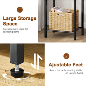 Hoctieon nightstand-style side table adds warmth and organization to bedrooms.