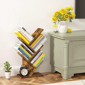 Hoctieon tree bookshelf in a corner extends storage space