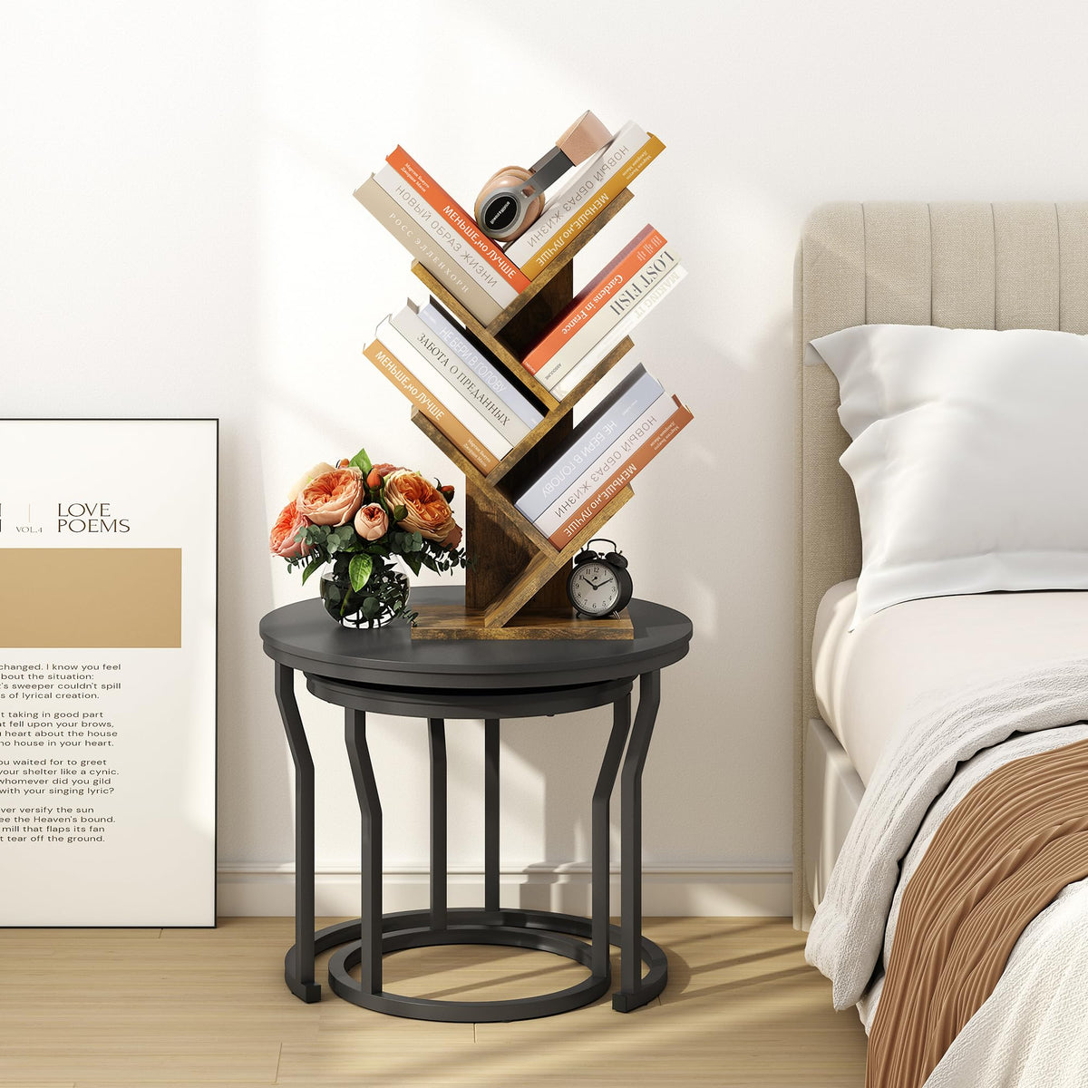 Hoctieon tree bookshelf with plants showing versatile styling