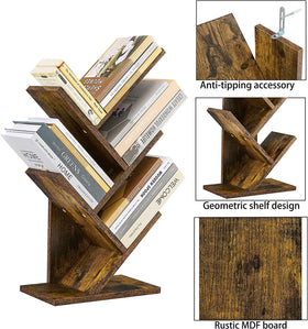 Hoctieon tree bookshelf rustic brown finish adds warmth