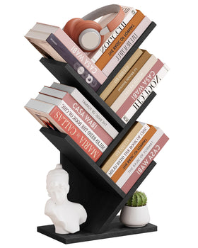 Hoctieon tree bookshelf assembled, showcasing sturdy frame for reliable storage.
