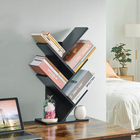 Hoctieon four-tier shelves provide ample space for books and decor.