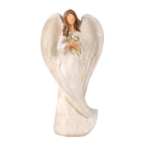 Hodao Cross Angel Figurine holding cross on mantel for serene home decor