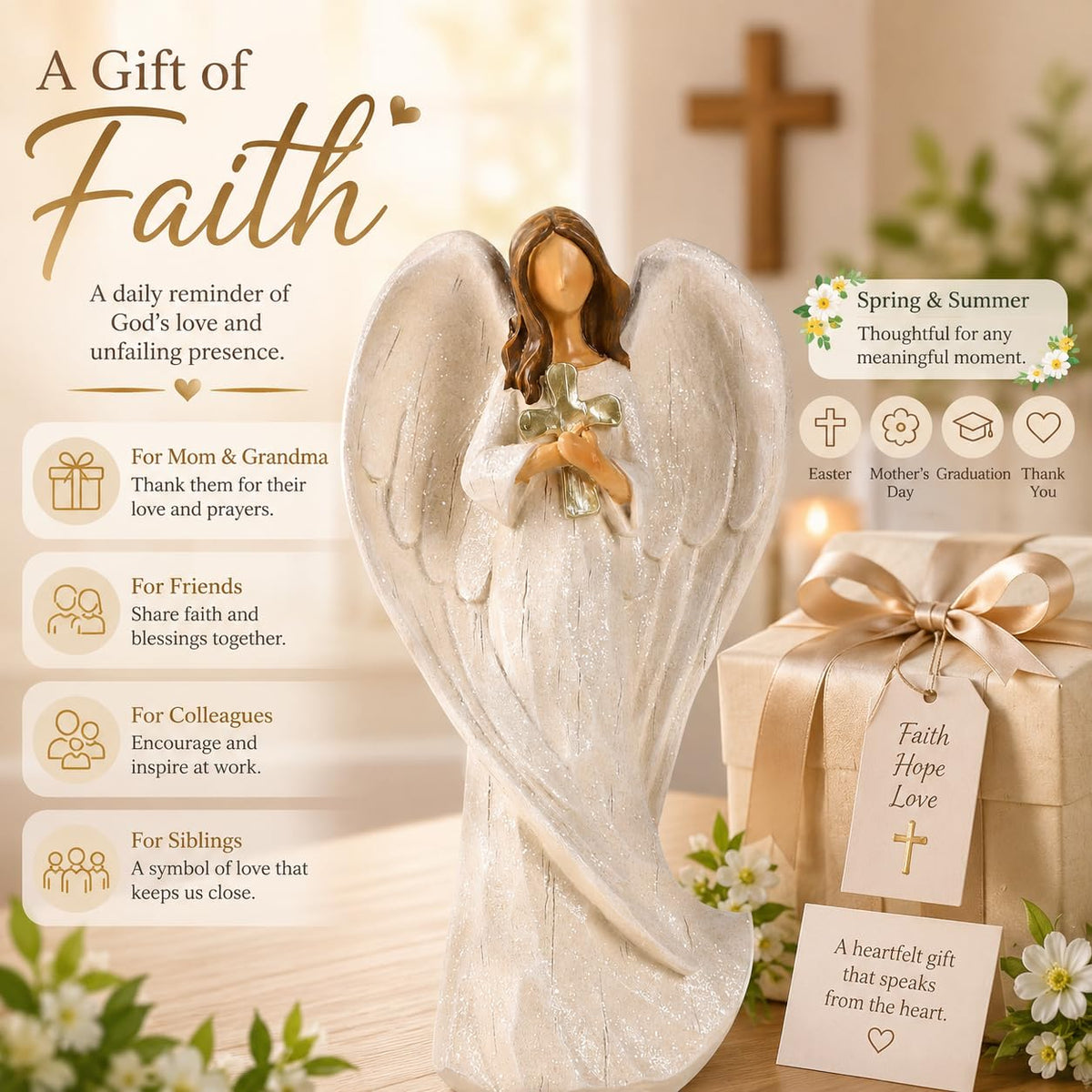 Hodao hand-painted resin guardian angel with detailed textures