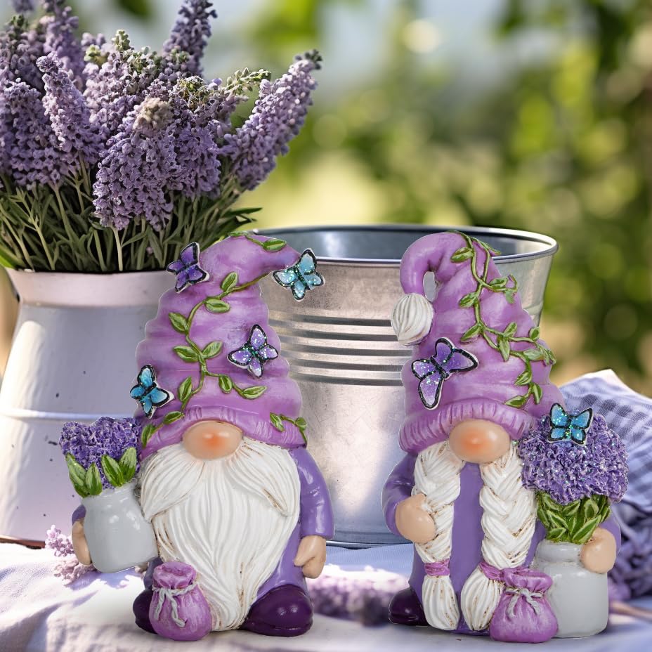 Hodao Lavender Dream Gnomes decorate living room shelves with charm