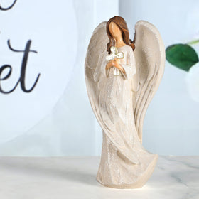 Hodao subtle shimmer angel figurine catches light on nightstands