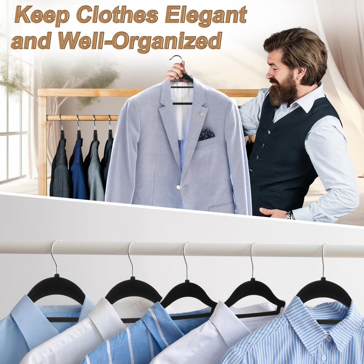 Hodola hanger top tie bar for organized ties and accessories