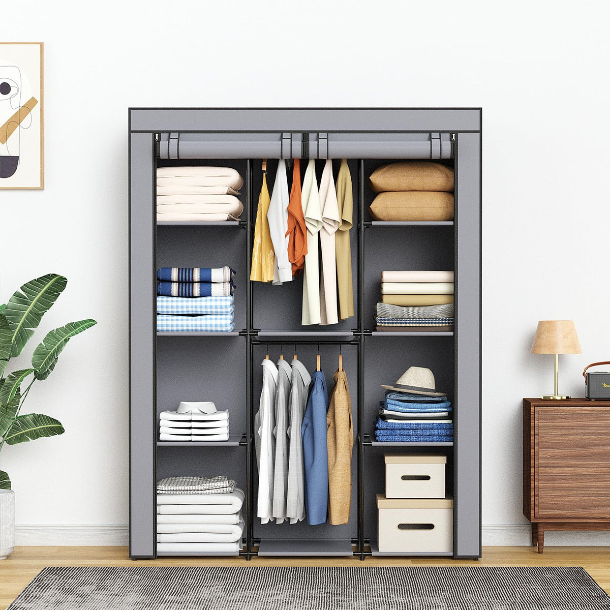 HODYANN dust cover rolled open showing easy access to clothes