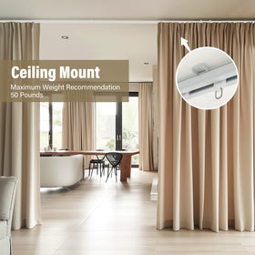 Hoeflife curtain track with pulleys demonstrates silent, effortless gliding.