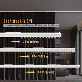 Hoeflife white ceiling curtain track adds unobtrusive elegance to interiors.