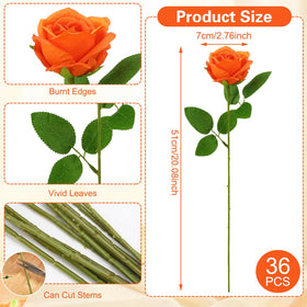 Hoemwarm 36-orange roses closeup shows silk petals and soft texture for realistic arrangements