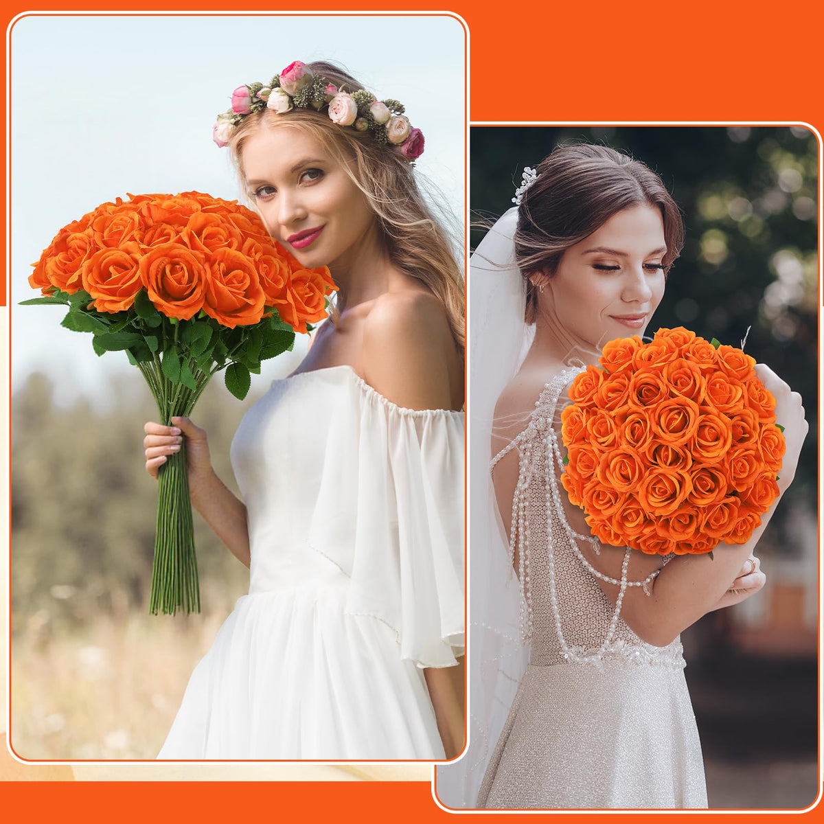 Hoemwarm 36-orange roses DIY floral wall accent creating impact
