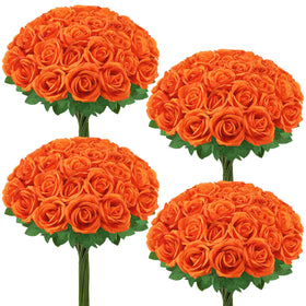 Hoemwarm 36-orange roses easy care dusting and reshaping for reusable decor