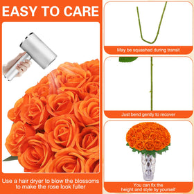 Hoemwarm 36-orange roses lifelike texture ideal for DIY wedding decor