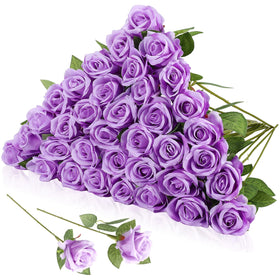 Hoemwarm 36-piece silk purple rose bouquet for elegant wedding centerpieces.